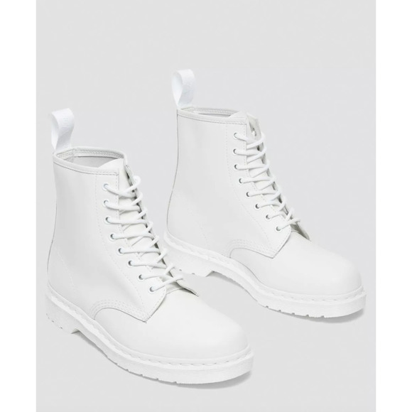 Doc Martens Unisex 1460 Mono White Smooth Leather Lace Up Boots - Picture 1 of 16